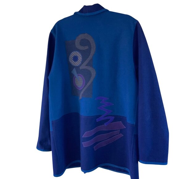 Beppa Womens Size L Blue Purple Long Sleeve Open Front Shawl Jacket Vintage - Picture 9 of 12